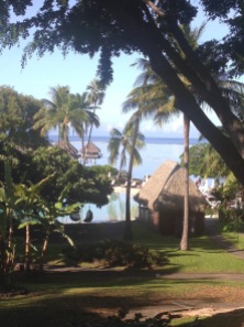 The view from the hotel balcony in Tahiti